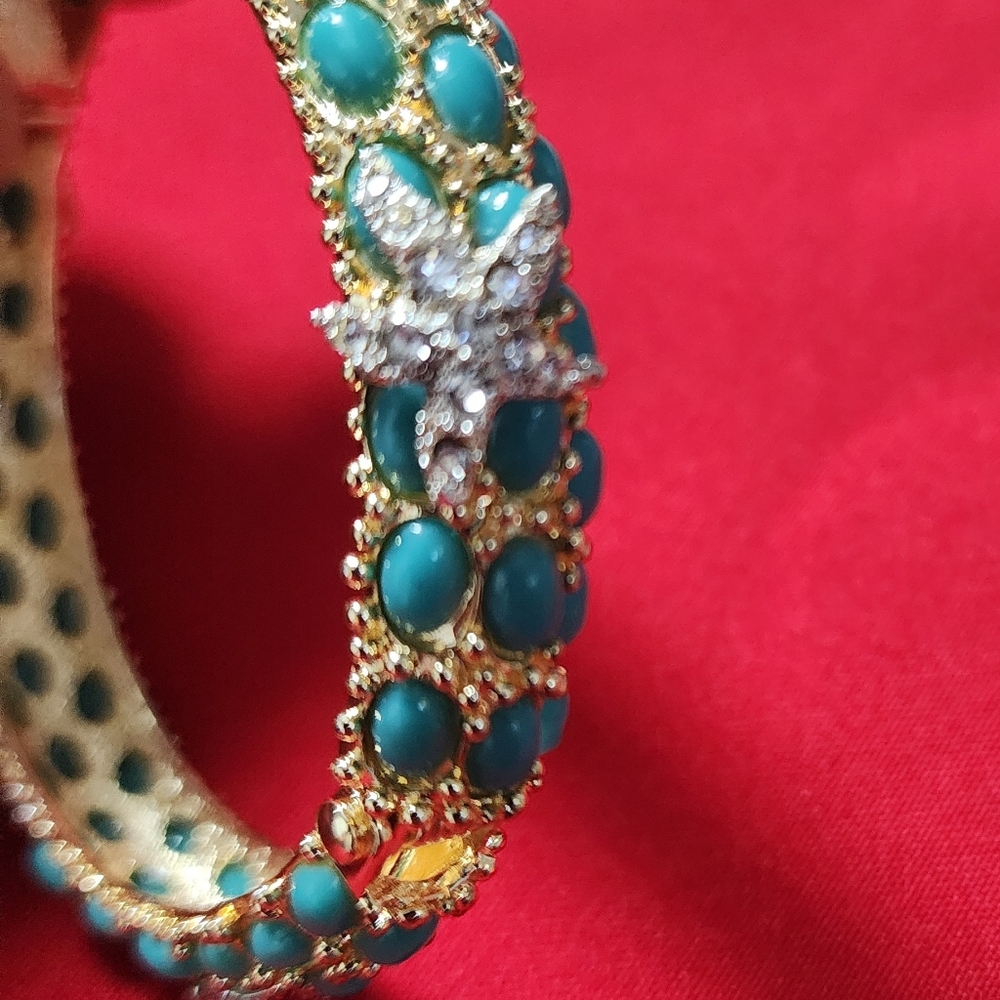Blue Crystal Starfish Bangle Bracelet